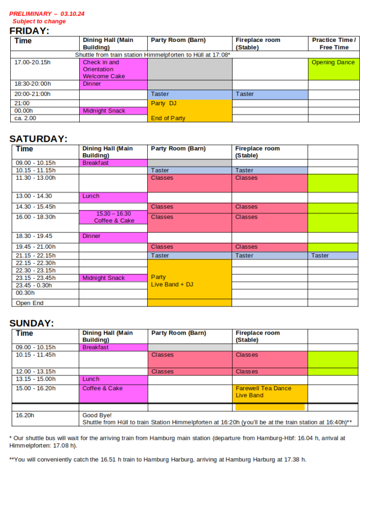 preliminary schedule